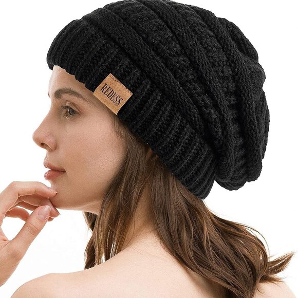Accessories - Oversized Cable Knit Slouchy Beanie Chunky Soft Winter Warm Unisex Cap